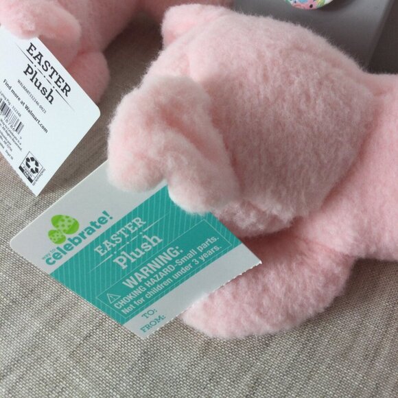 Lot of 2 Way to Celebrate Easter Small Lying Pink Pig Plush Stuffed Animal Toy - Picture 6 of 8
